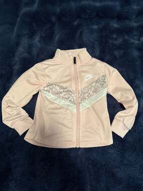 3T Nike Little Girls Echo Pink Leopard Print Full Zip Tricot Track Jacket